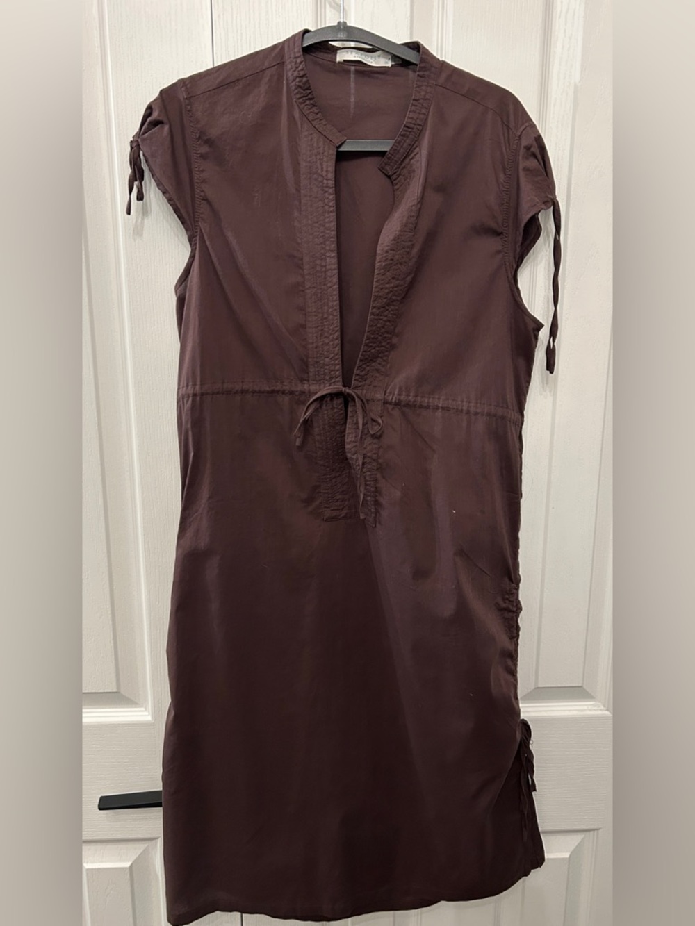 Seafolly Australia Cotton Cover Up Sz 14 Tie Front Ruched Beach Dress